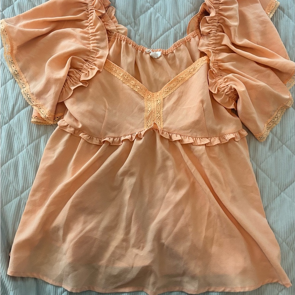 Blu Pepper Apricot Ruffled Blouse